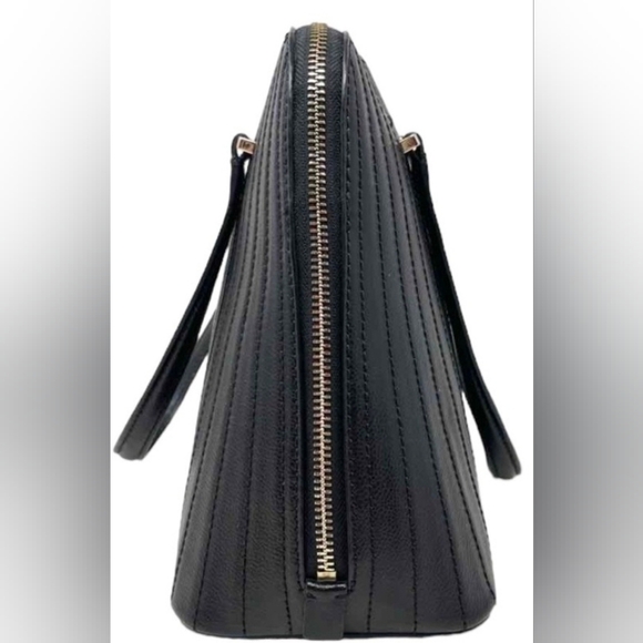 Kate Spade Black Leather Patterson Drive Quilted Large Dome Satchel Adjustable - Picture 3 of 13